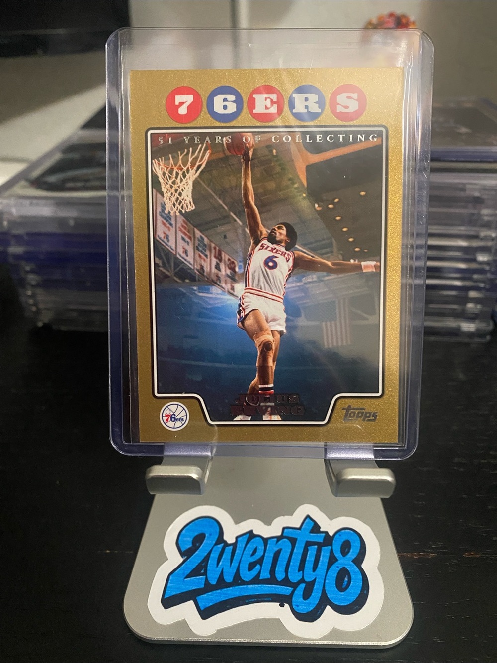 2008-09 Topps Julius Erving #194 (Gold Border Parallel) Seial 1275/2008